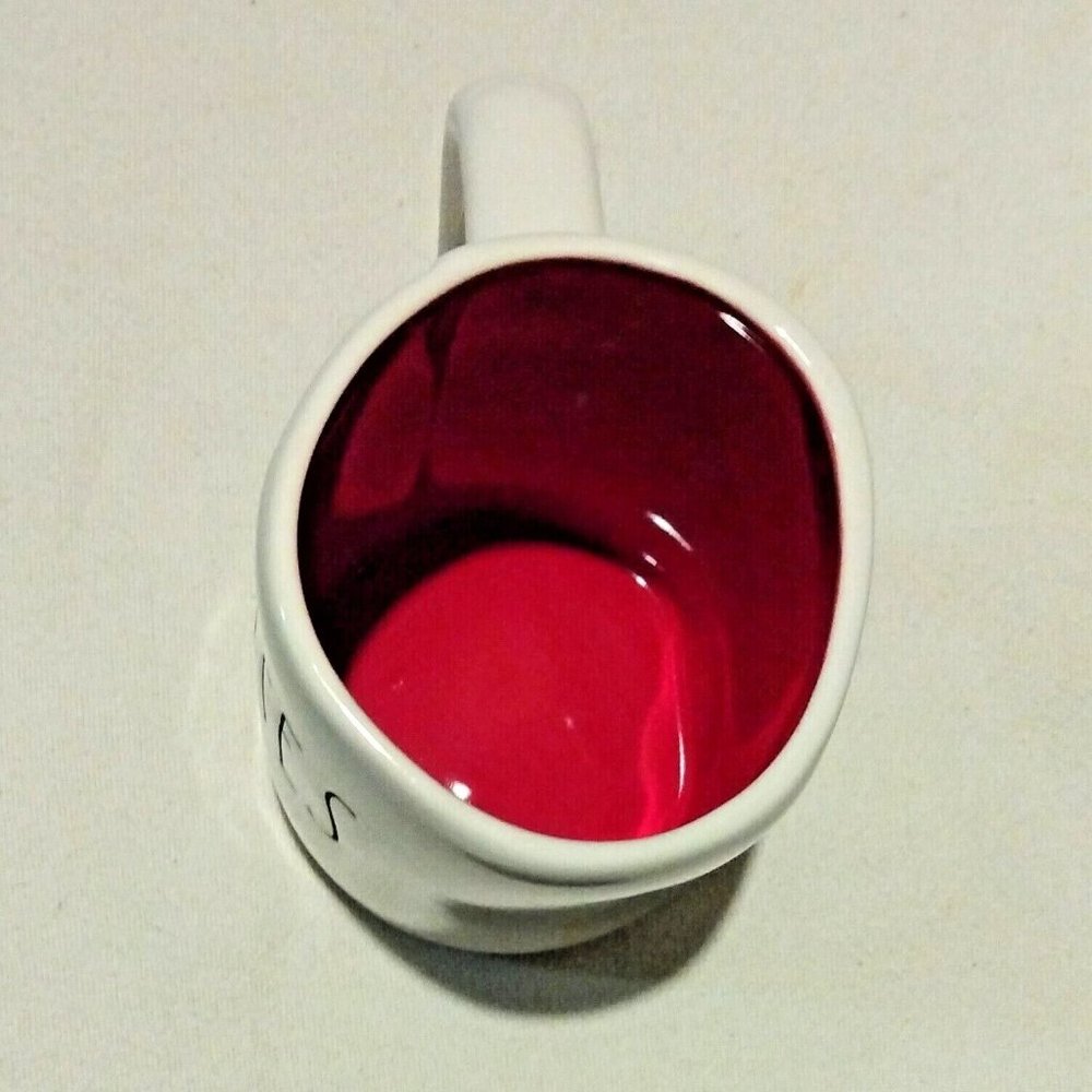 RAE DUNN Magenta Coffee Mug HUGS KISSES Ivory Red - Picture 4 of 4